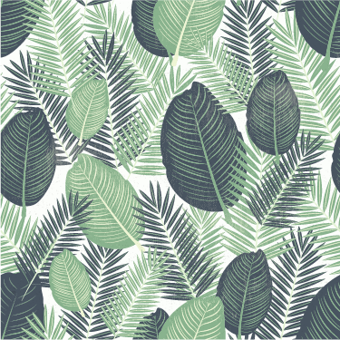 Tapis vinyle fleurs et plantes feuilles de jungle vertes - TenStickers