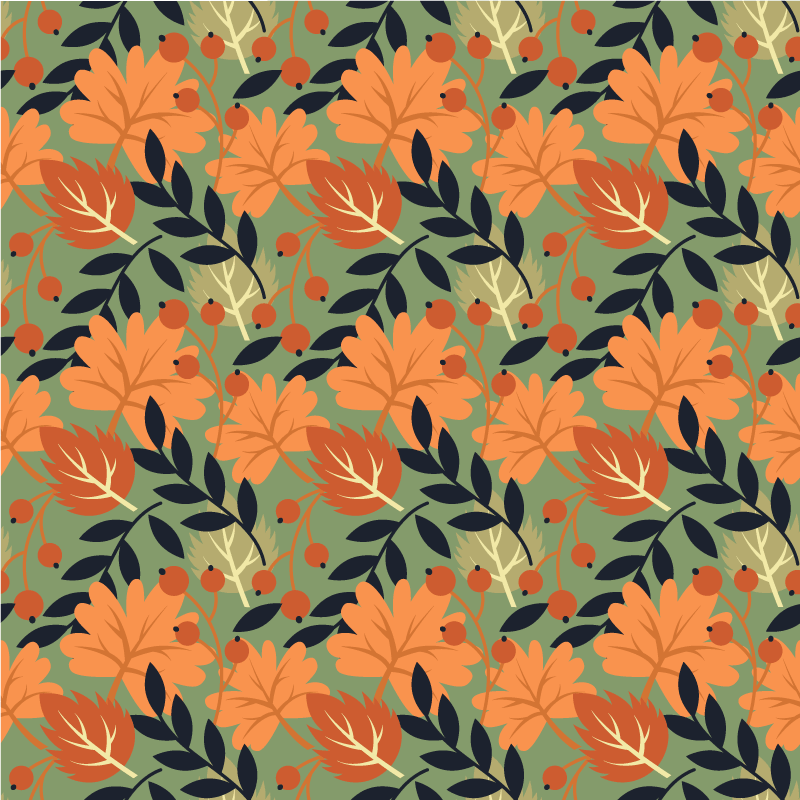 Tapis vinyle fleurs et plantes grandes feuilles automnales - TenStickers
