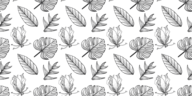 Tapis vinyle fleurs et plantes feuilles tropicales - TenStickers