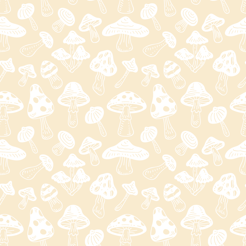 Tapis vinyle fleurs et plantes motifs champignons beiges - TenStickers