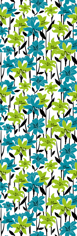 Tapis vinyle chambre motif pochoir floral - TenStickers