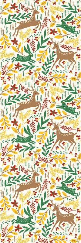 Tapis vinyle chambre motif cerfs gris et fleurs jaunes - TenStickers