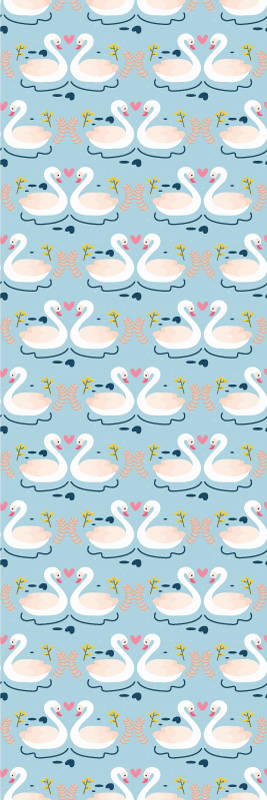 Tapis vinyle chambre motif de cygnes amoureux bleu - TenStickers