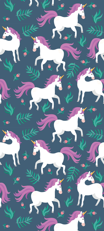 Tapis vinyle chambre motif licorne plate bleue - TenStickers