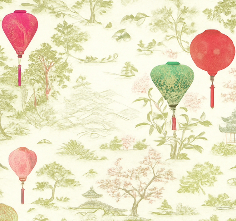 Tapis vinyle chambre paysage chinois oriental - TenStickers