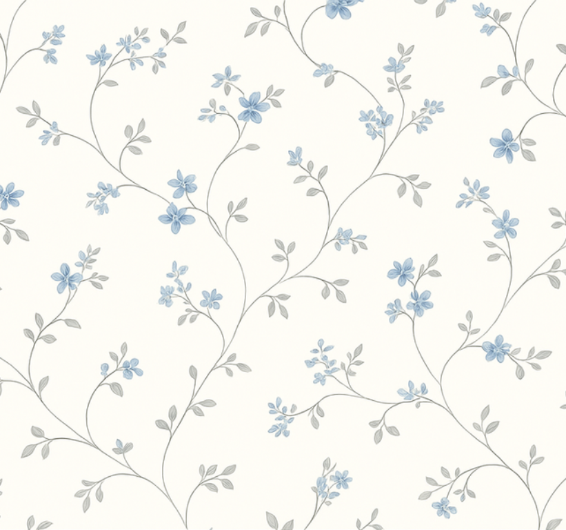 Tapis vinyle chambre sentier de prairie bleu classique - TenStickers