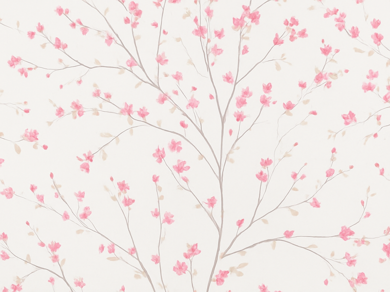 Tapis vinyle chambre arbre avec petites fleurs roses - TenStickers