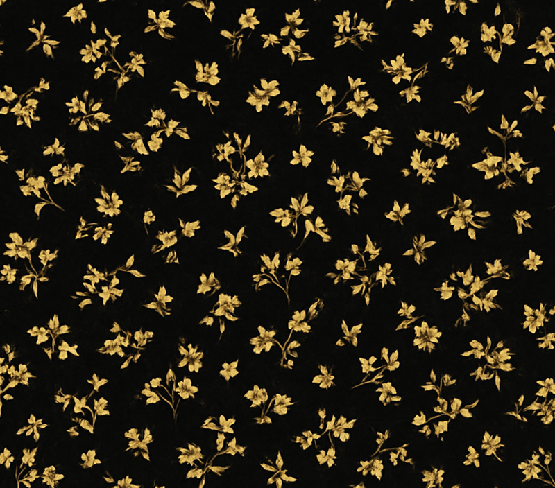 Tapis vinyle chambre fond noir avec fleurs dorées - TenStickers