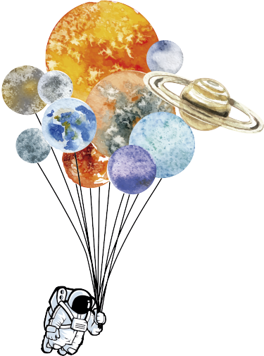 Tapis vinyle pour enfants astronaute avec ballons colorés - TenStickers