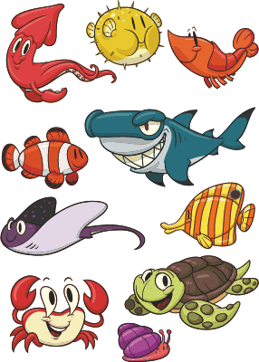Tapis vinyle pour enfants pack de poissons colorés - TenStickers