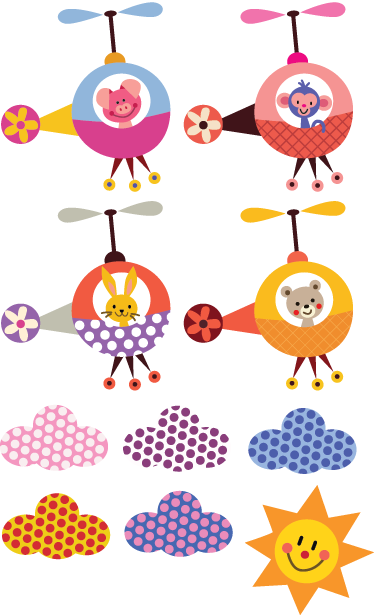 Tapis vinyle pour enfants animaux hélicoptère - TenStickers