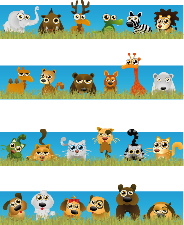 Tapis vinyle pour enfants rayures avec animaux - TenStickers