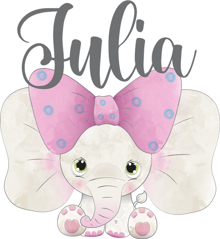 Tapis vinyle pour enfants éléphant avec bébé et prénom - TenStickers