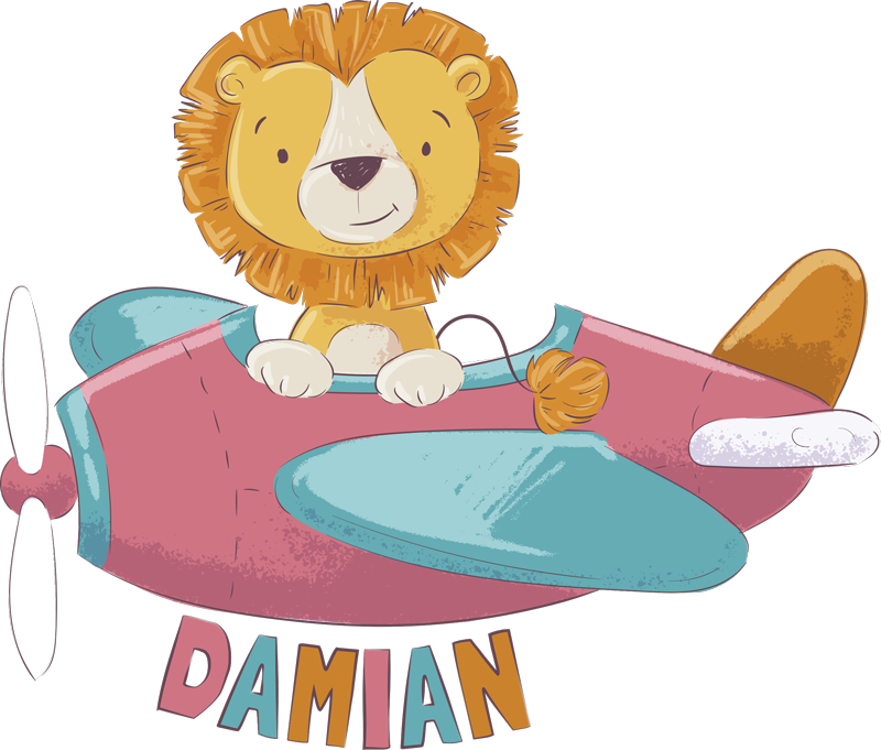 Tapis vinyle pour enfants lion avec prénom - TenStickers