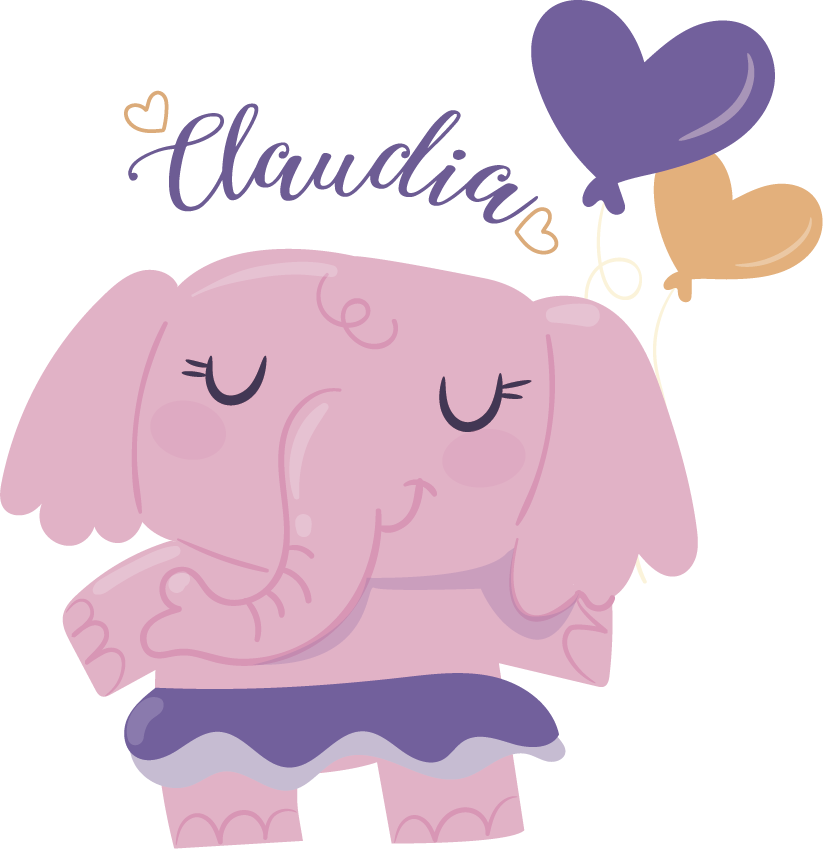 Tapis vinyle pour enfants éléphant rose avec prénom - TenStickers