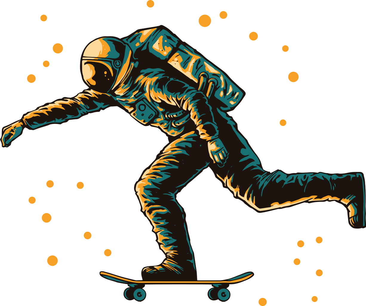 Tapis vinyle pour enfants astronaute skateboard - TenStickers