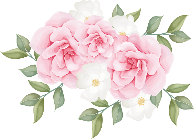 Tapis vinyle chambre fleurs élégantes en rose - TenStickers