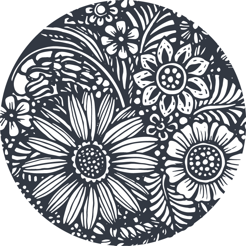 Tapis vinyle chambre motif fleurs rondes - TenStickers