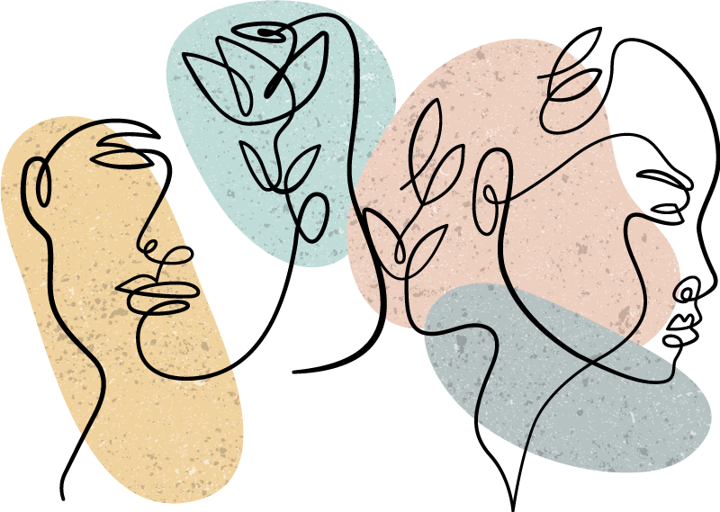 Tapis vinyle chambre visages de femmes en ligne art - TenStickers