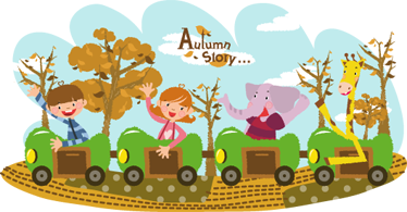 Tapis vinyle pour enfants train en automne - TenStickers
