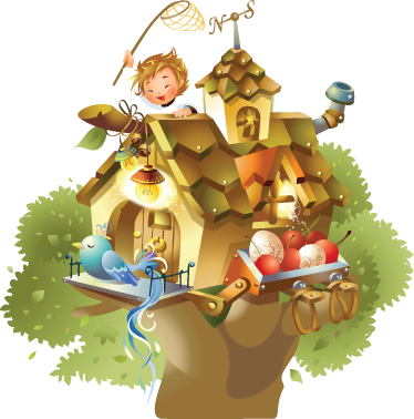 Tapis vinyle jeux illustration maison arbre - TenStickers