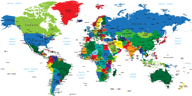 Tapis vinyle carte du monde en couleurs vives - TenStickers