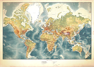 Tapis vinyle carte du monde vintage vieillie - TenStickers