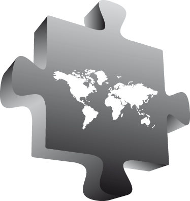 Tapis vinyle carte du monde pièce de puzzle noire - TenStickers