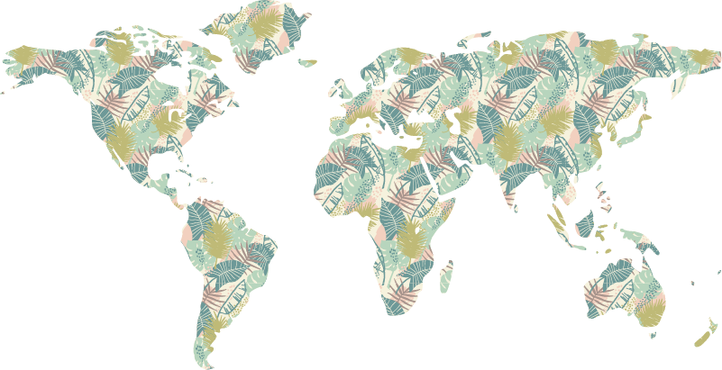 Tapis vinyle carte du monde tropicale - TenStickers