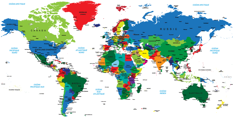 Tapis vinyle carte du monde carte du monde colorée - TenStickers