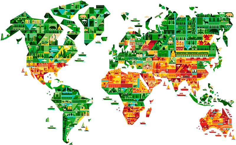Tapis vinyle carte du monde designs monumentaux - TenStickers