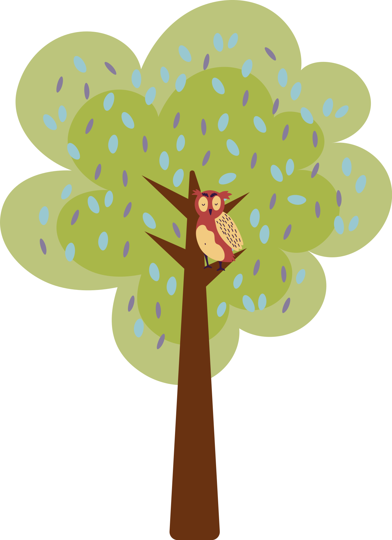 Tapis vinyle pour enfants arbre coloré et hibou - TenStickers