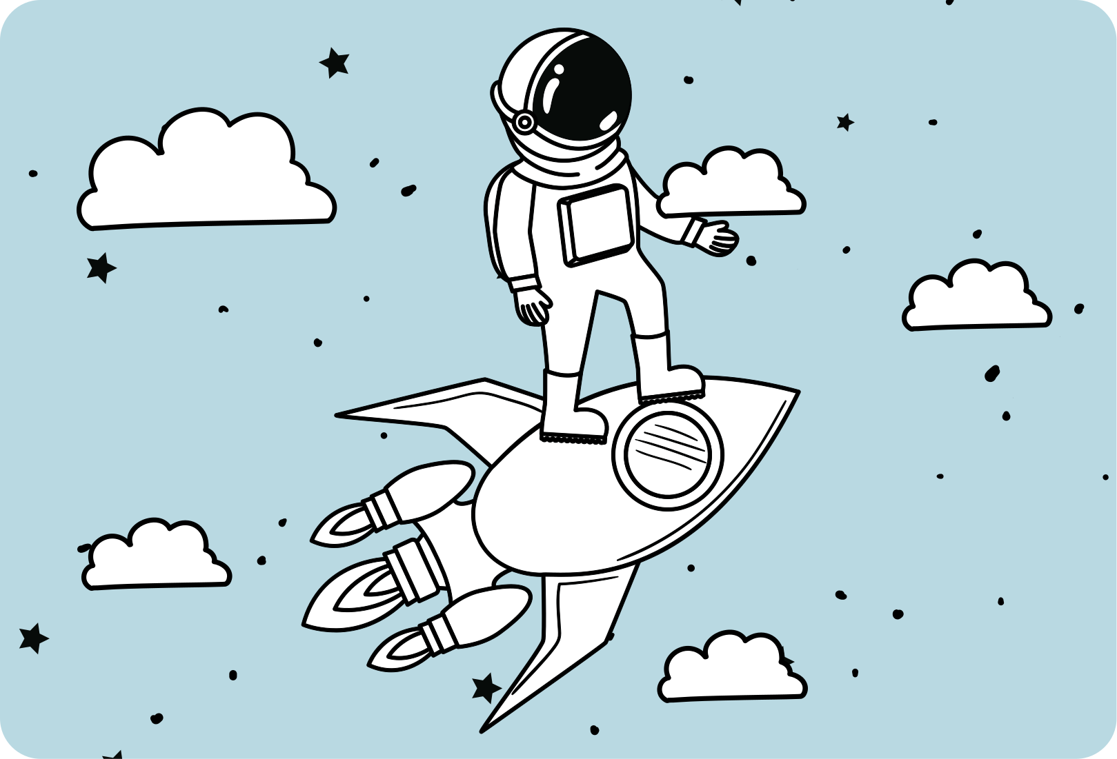 Tapis vinyle pour enfants fusée astronaute et étoiles - TenStickers