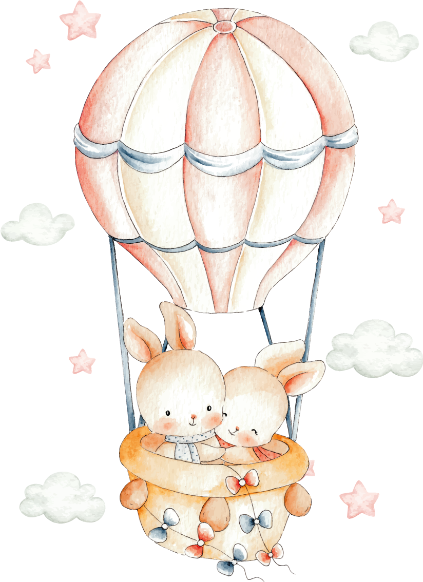 Tapis vinyle pour enfants montgolfière lapin - TenStickers