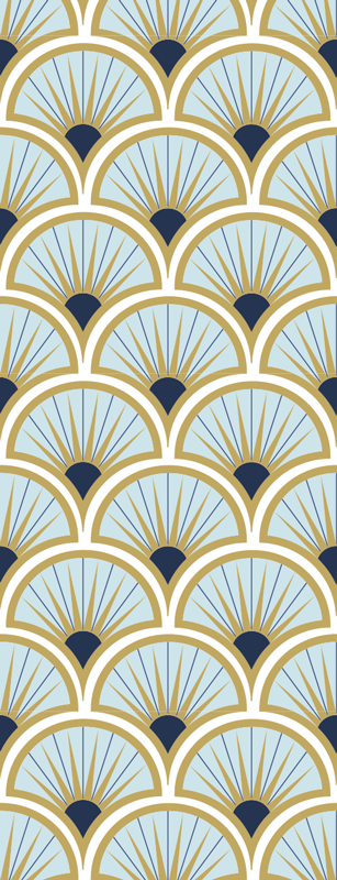 Tapis vinyle salle de bain nuances de bleu art deco - TenStickers