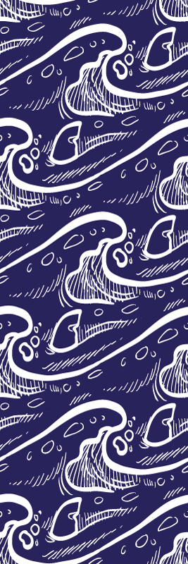 Tapis vinyle salle de bain motif vagues bleues - TenStickers