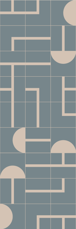 Tapis vinyle salle de bain motif géométrique bleu-gris - TenStickers