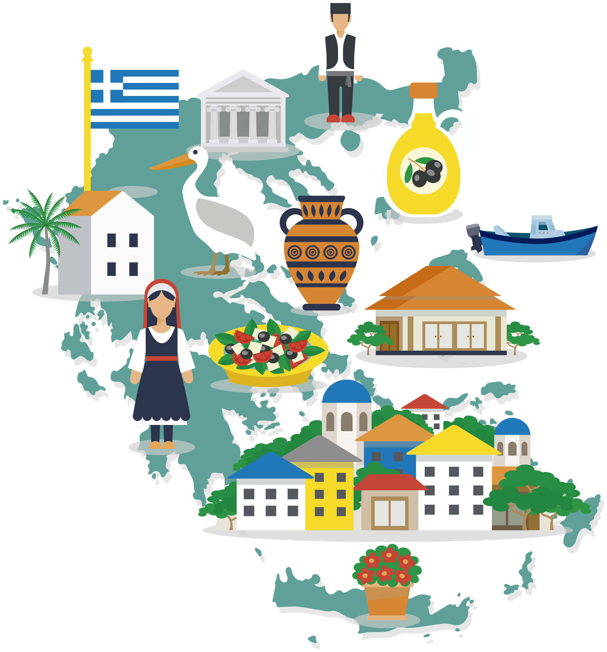 Tapis vinyle carte du monde illustration de la grèce - TenStickers