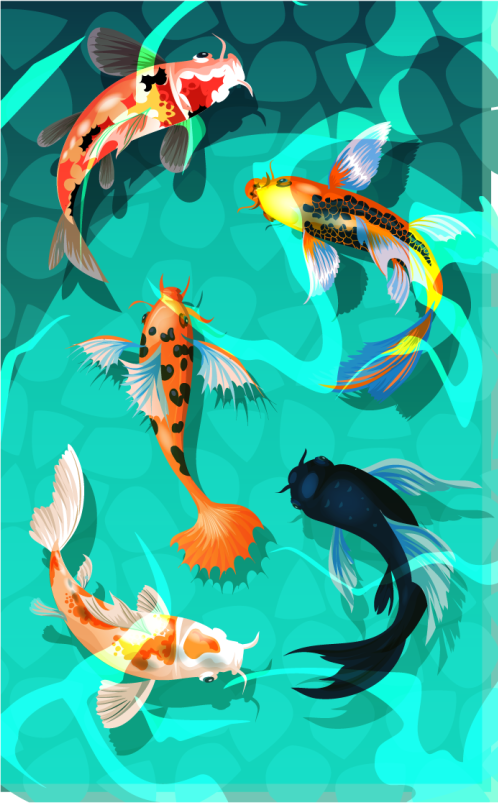 Tapis vinyle salle de bain douche koi - TenStickers