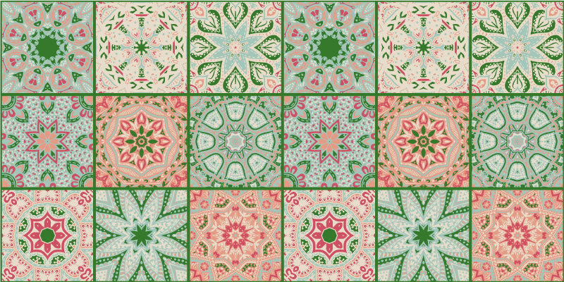 Tapis vinyle salle de bain décor carreaux bleu vert - TenStickers