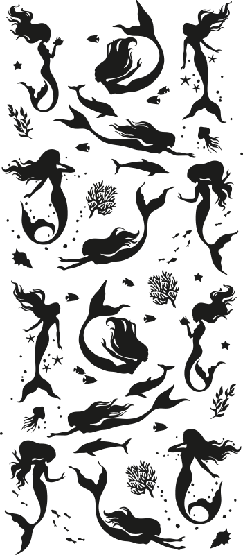 Tapis vinyle salle de bain sirènes pour douche - TenStickers