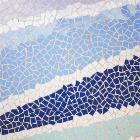 Tapis vinyle salle de bain carreaux bleus irréguliers - TenStickers