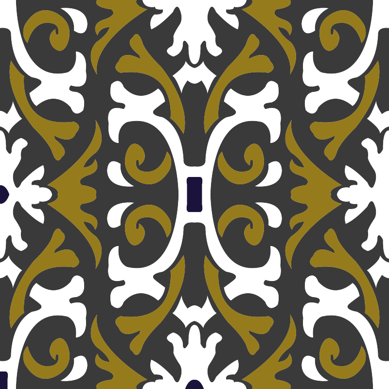 Tapis vinyle cuisine carreaux floraux beige vintage - TenStickers