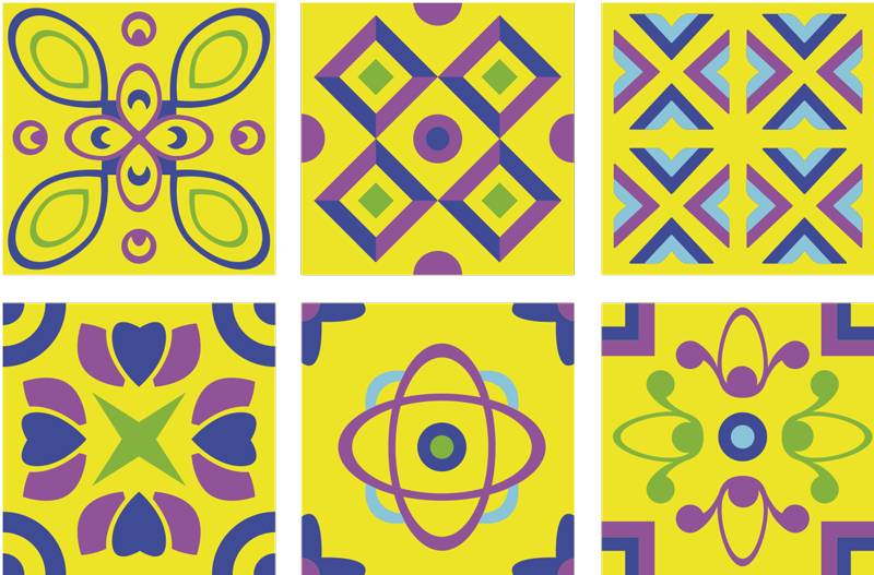 Tapis vinyle cuisine symétries psychédéliques - TenStickers