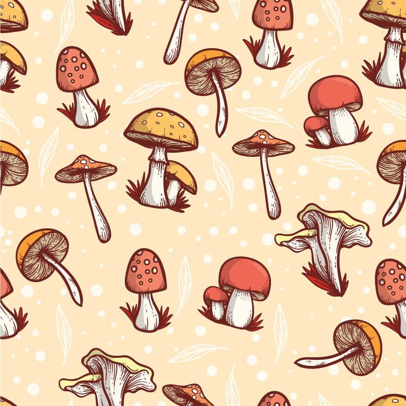 Tapis vinyle cuisine design original motif champignon - TenStickers