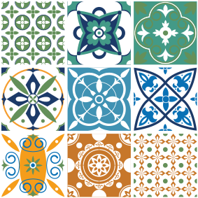 Tapis vinyle cuisine carrelage porcelaine mixte - TenStickers