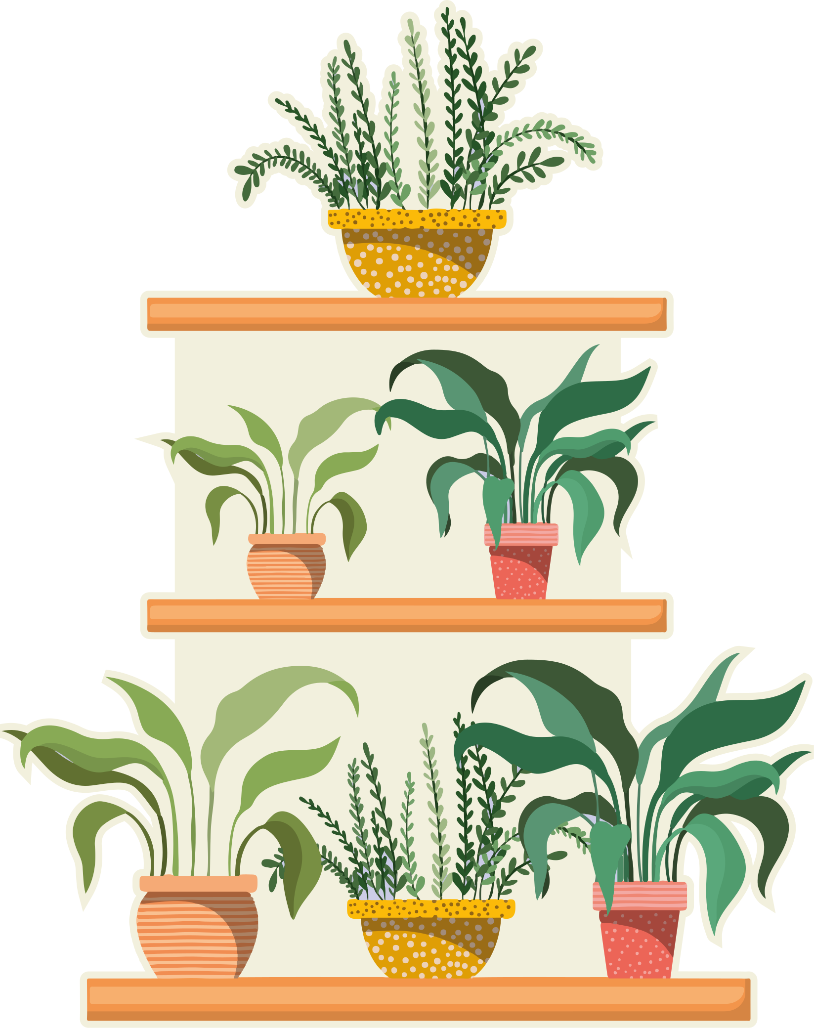 Tapis vinyle cuisine étagère avec plantes aquarelle - TenStickers