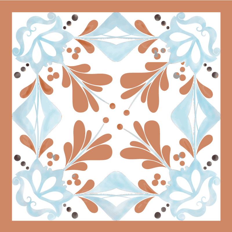 Tapis vinyle cuisine carreaux floraux méditerranéens - TenStickers