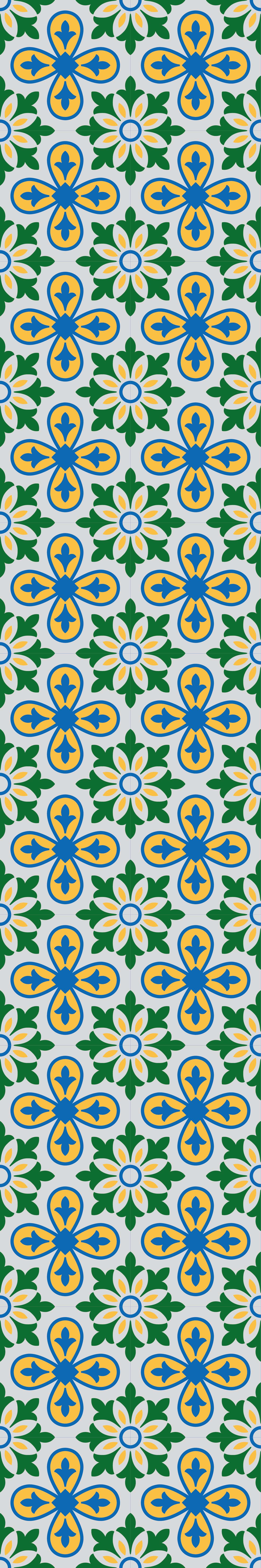 Tapis vinyle cuisine carrelage portugais bleu et jaune - TenStickers