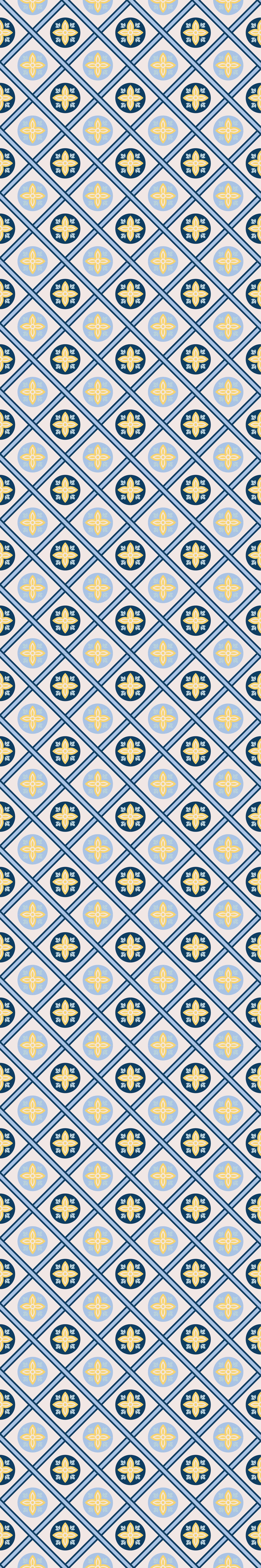 Tapis vinyle cuisine carrelage portugais bleu et jaune - TenStickers